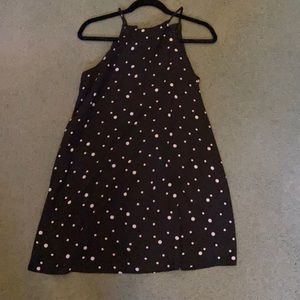 Forever 21 black polka dot dress high neck above knee length